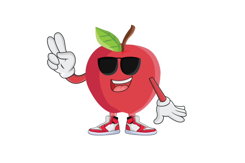 Apple Cool Sunglasses Fruit Cartoon Character By Printables Plazza ...