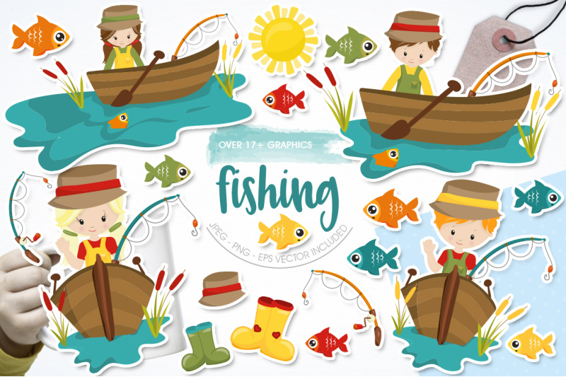 Fishing By Prettygrafik Design | TheHungryJPEG