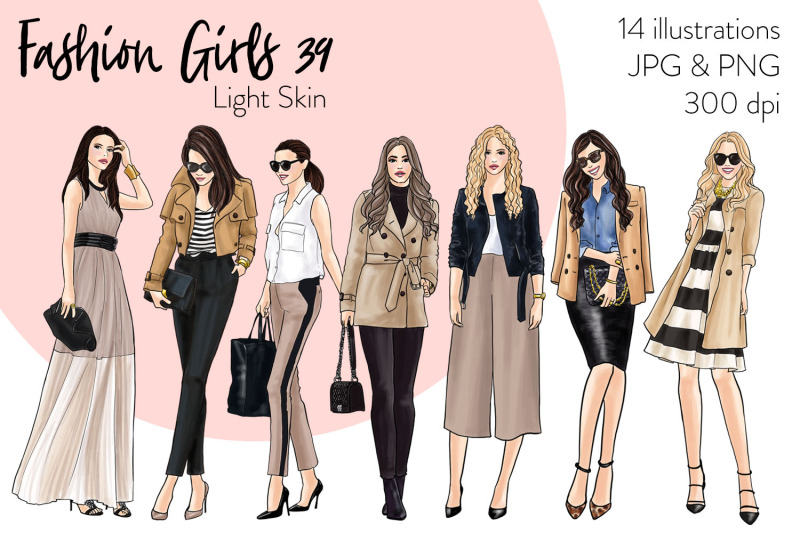 Watercolor Fashion Clipart - Fashion Girls 39 - Light Skin By Parinaz ...