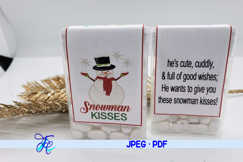 Snowman Kisses - Tic Tac Labels By Family Creations | TheHungryJPEG