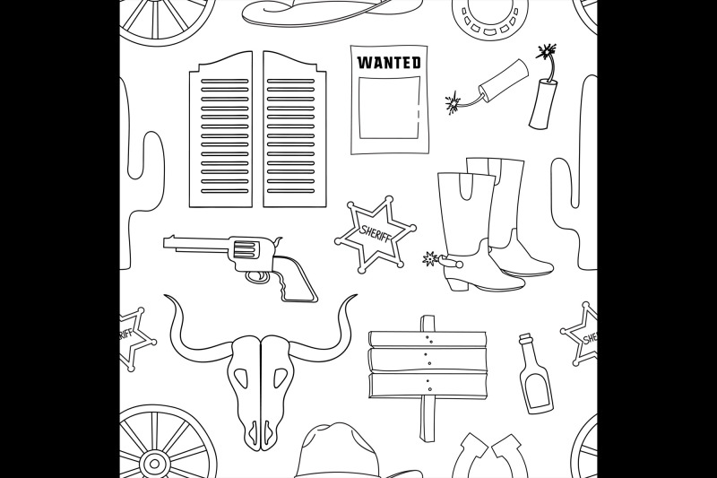 Doodle pattern wild West By Netkoff | TheHungryJPEG