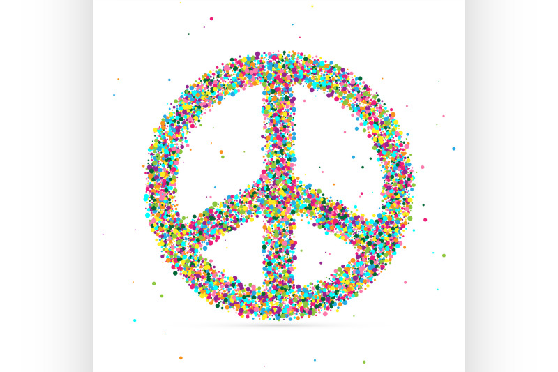 peace symbol consisting of colored particles By Netkoff | TheHungryJPEG