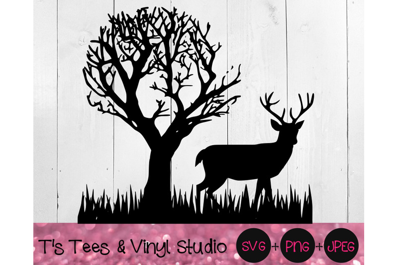 Download Buck Deer SVG, Deer Svg, Tree Svg, Grass Svg, Field ...