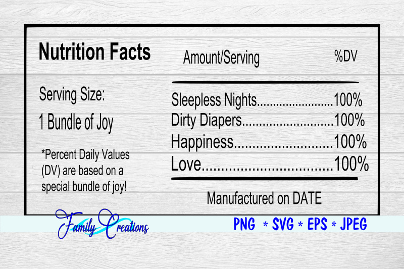 Bundle of Joy Nutrition Label By Family Creations | TheHungryJPEG