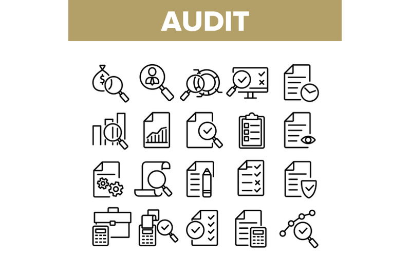 Audit Finance Report Collection Icons Set Vector By vectorwin ...