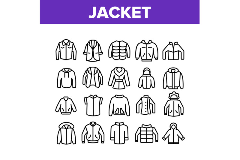 Jacket Fashion Clothes Collection Icons Set Vector By vectorwin ...