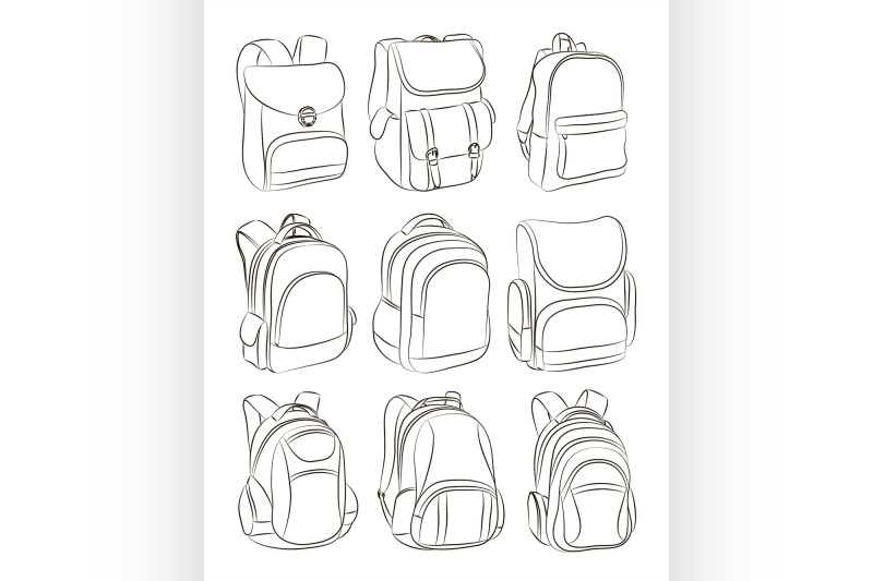 School backpacks set By Netkoff | TheHungryJPEG