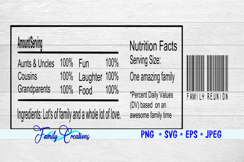 Family Reunion Nutrition Label By Family Creations | TheHungryJPEG