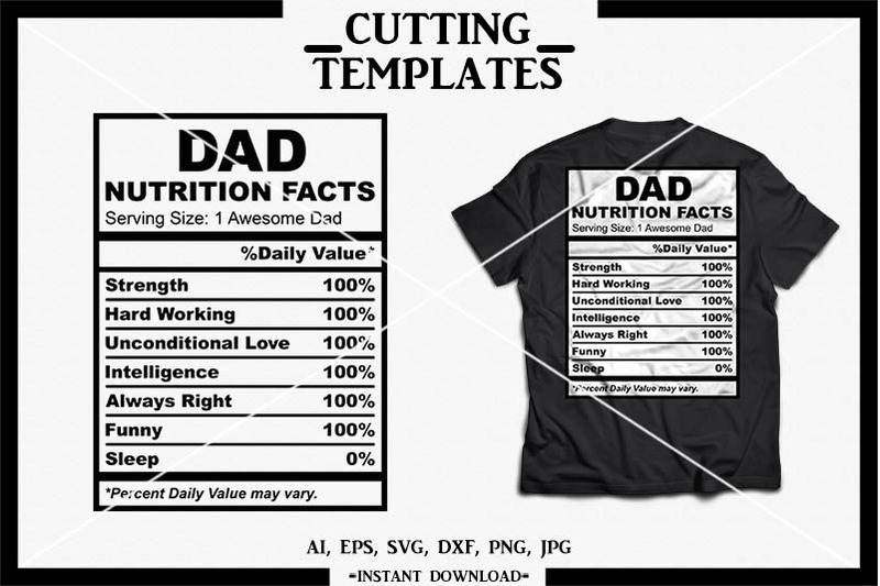 Download Dad Nutrition Facts Silhouette Cricut Cameo Svg Dxf By Design Time Thehungryjpeg Com