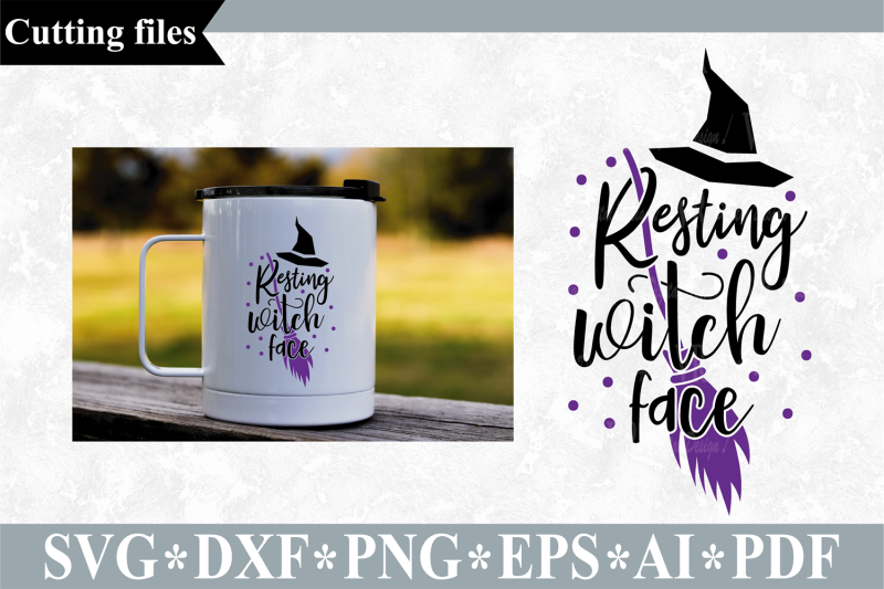 Resting witch face SVG, Halloween cut file By VR Digital Design