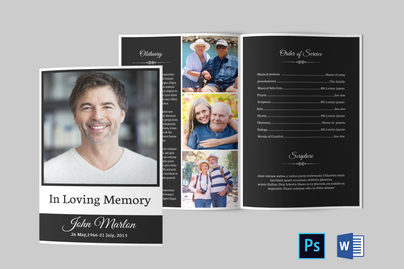 Funeral Program Template | Obituary Program Template By Designscozy ...