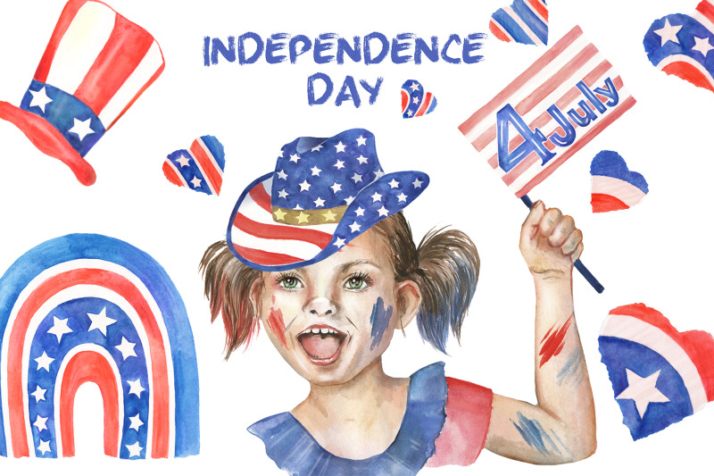 Independence Day. 4th of July watercolor clipart USA National Day By ...