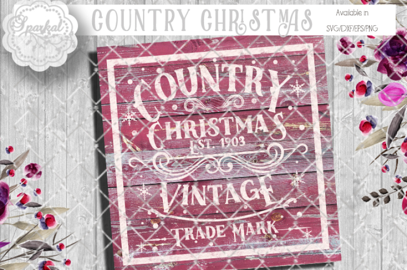 Vintage Country Christmas Cutting File By Sparkal Designs Thehungryjpeg Com