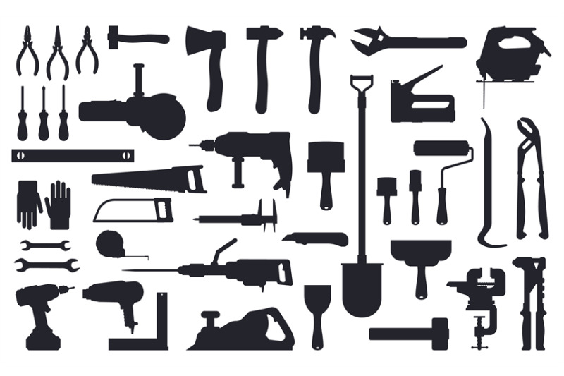 Tools Silhouette Working Construction And Repair Tools Ax Shovel An By Winwin Artlab Thehungryjpeg Com