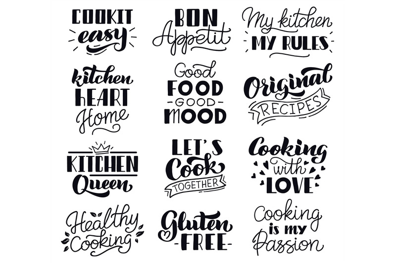 Food Cooking Lettering Kitchen Hand Drawn Typography Lettering Food By Winwin Artlab Thehungryjpeg Com
