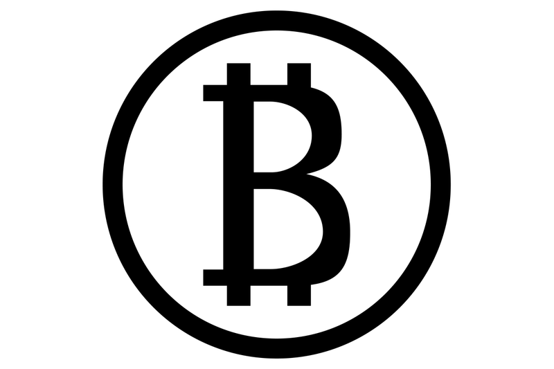 Bitcoin icon black white currency By 09910190 | TheHungryJPEG