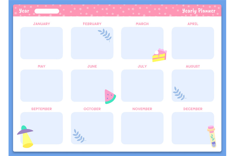 Yearly planner template Organizer year calendar business schedule By