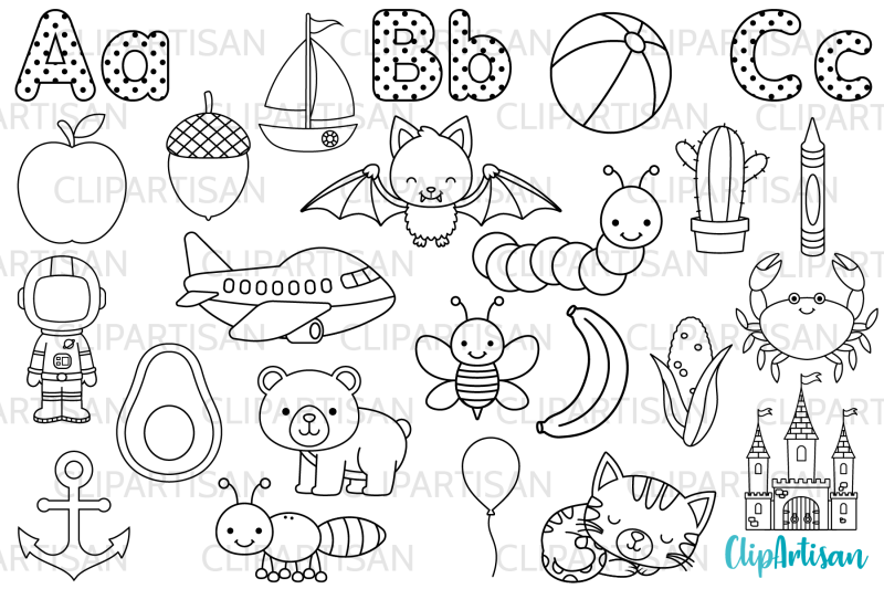 Alphabet Clip Art, ABC Illustrations, Digital Stamps By ClipArtisan ...