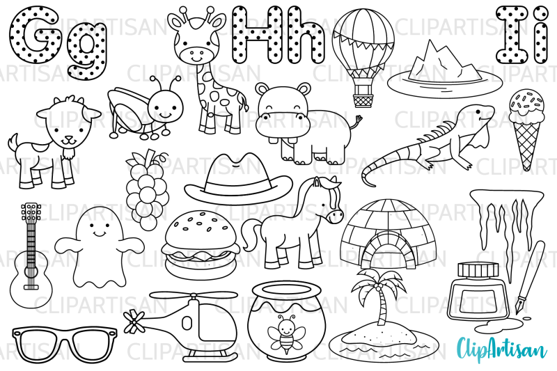 Alphabet Digital Stamps, ABC Clipart, GHI Letters By ClipArtisan ...