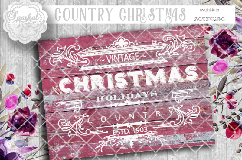 Vintage Country Christmas Cutting Design By Sparkal Designs Thehungryjpeg Com