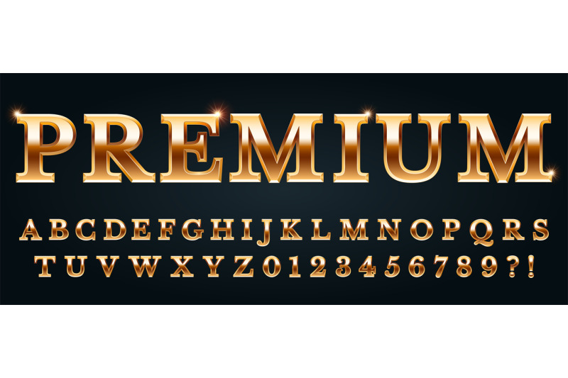 Premium Golden Font Luxury Alphabet Numbers And Punctuation Marks M By Tartila Thehungryjpeg Com