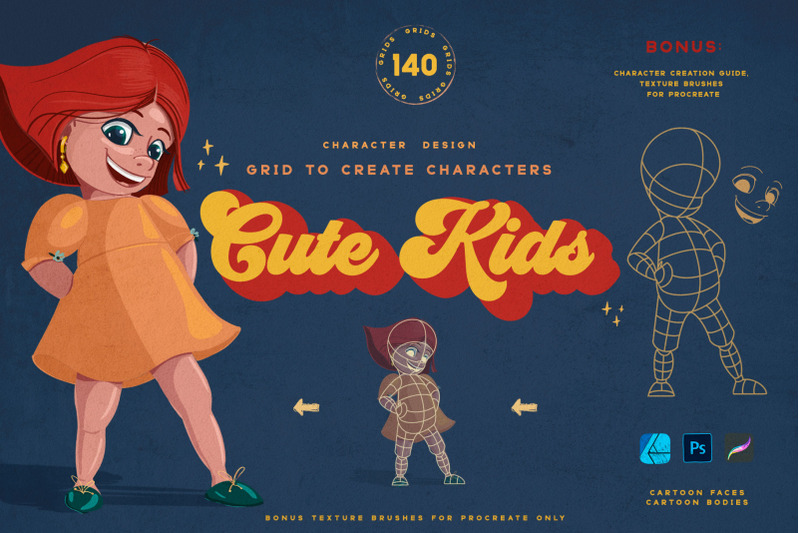 Cute Kids Grids for Procreate By Spasibenko Art | TheHungryJPEG