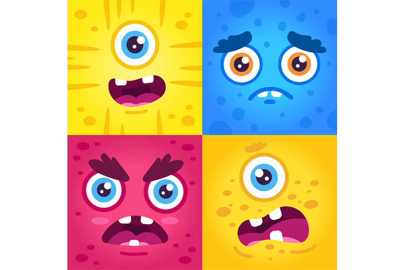 Funny Monster Expressions Halloween Cute Creatures Muzzle Scary Mons By Winwin Artlab Thehungryjpeg Com