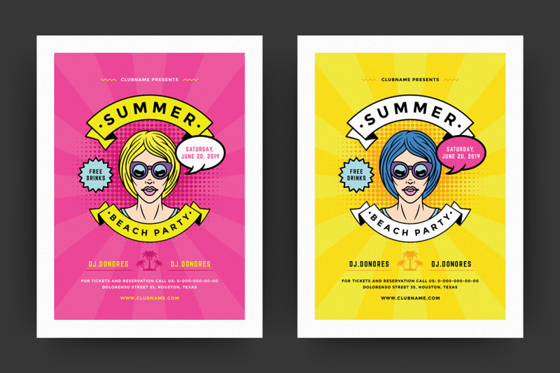 Summer 80s Party Flyer Template By Vasya Kobelev | TheHungryJPEG