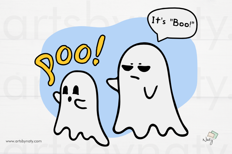 Halloween Funny Ghosts Illustration Poo It S Boo By Artsbynaty Thehungryjpeg Com