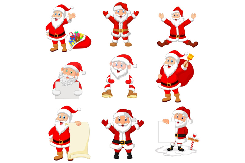 Cartoon Santa Claus Vector Set By Tigatelu 