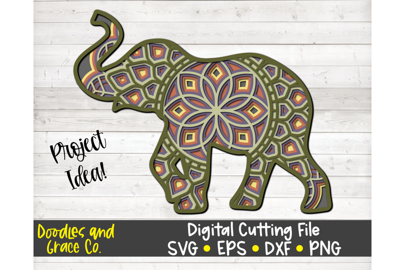 Download Elephant 3D Layered Mandala SVG - DXF - EPS - PNG By ...