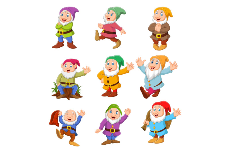 Cute Dwarf Cartoon Vector Set By tigatelu | TheHungryJPEG