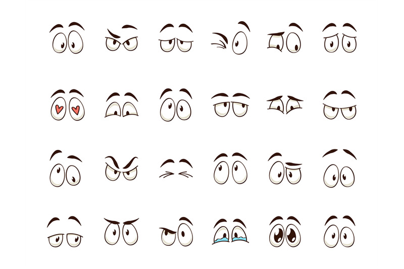 Cartoon eyes. Comic character eye expressions smiling, crying and surp By  YummyBuum | TheHungryJPEG