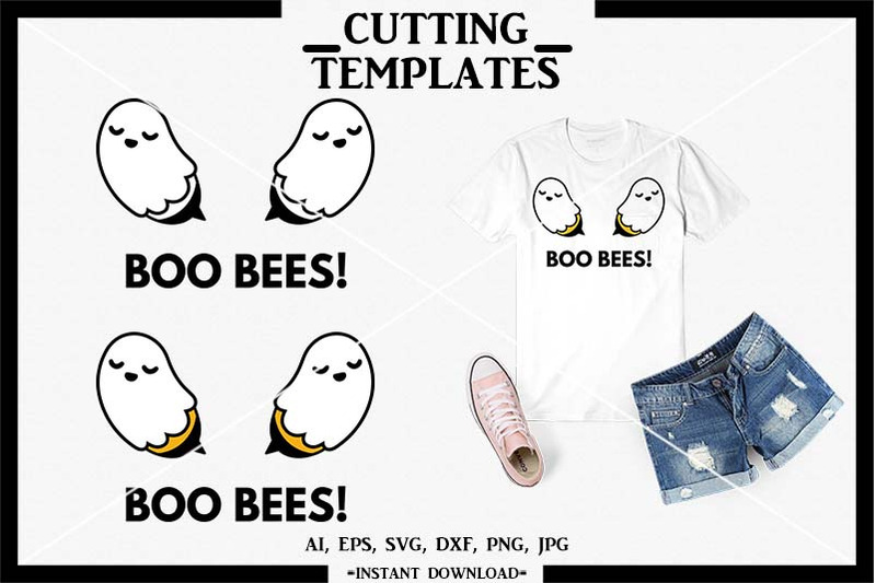 Boo Bees Svg Halloween Svg Silhouette Cricut Cameo Svg By Design Time Thehungryjpeg Com