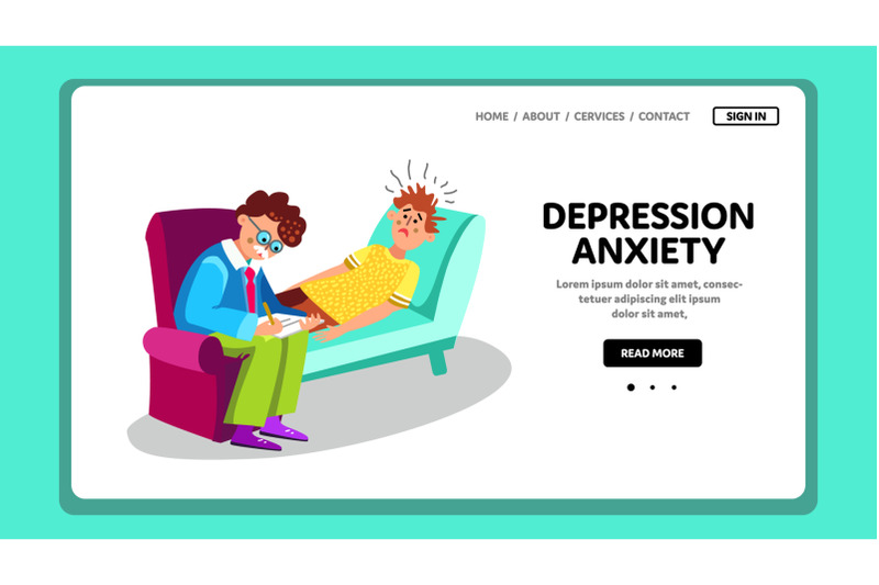 Depression Anxiety Treat Psychiatry Therapy Vector Illustration By ...