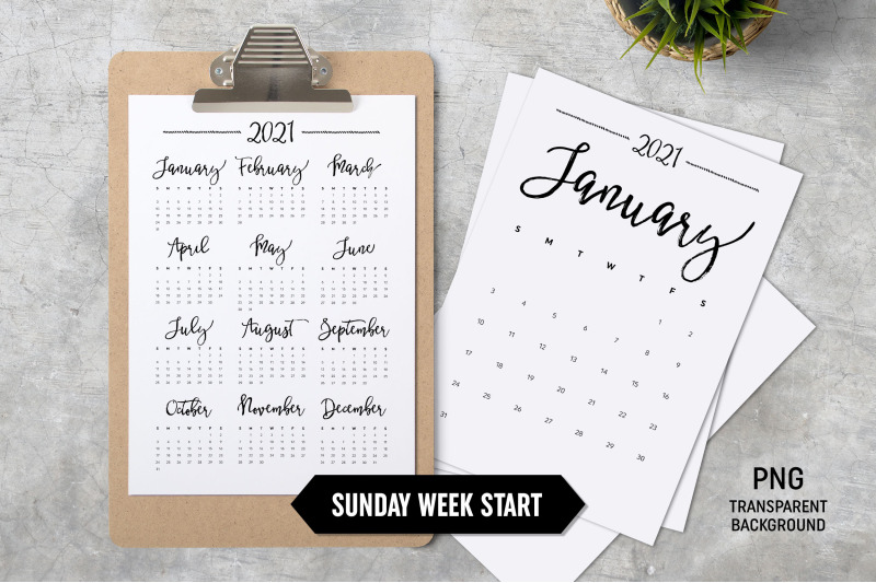 Calendar 2021 A4 Sunday Start By ZoollGraphics | TheHungryJPEG