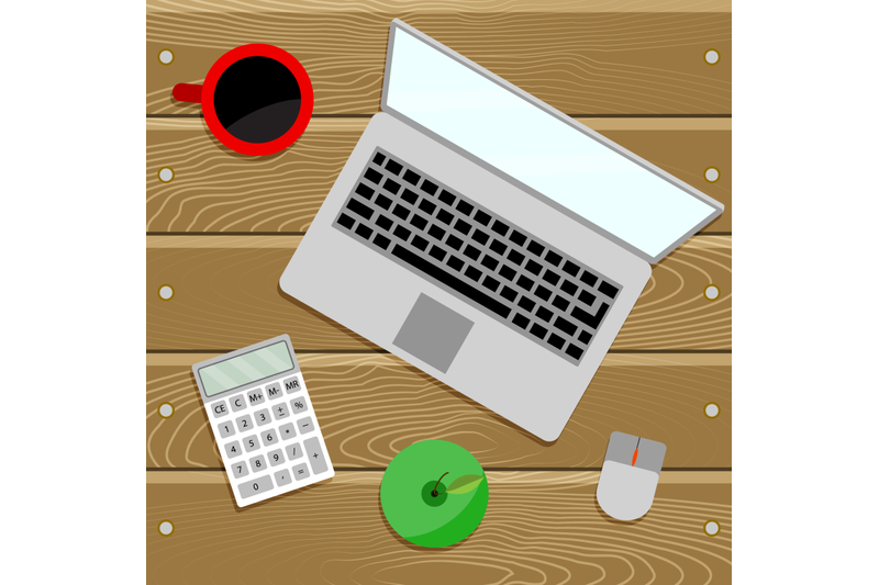 Wood white desk, table top surface in perspective isolated on plaid ba By  Microvector