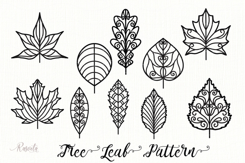 Tree Leaf Pattern Collection By RaSveta | TheHungryJPEG