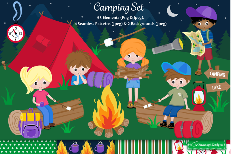 Camping Clipart, Camping Graphics & Illustrations, Summer Camp -c47 By 