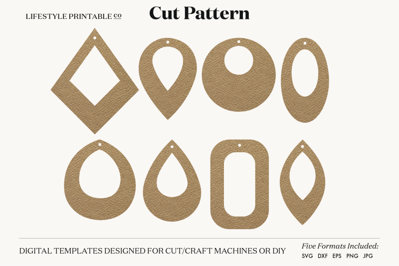 Earrings SVG Template Cut File Cricut Earrings Bundle Leather Earring ...