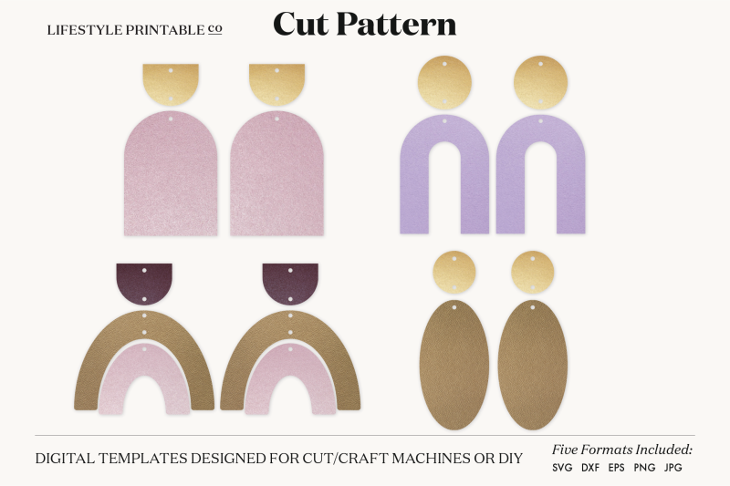 Earrings Svg Template Cut File Cricut Earrings Bundle Leather Earring By Lifestyle Printable Co Thehungryjpeg Com