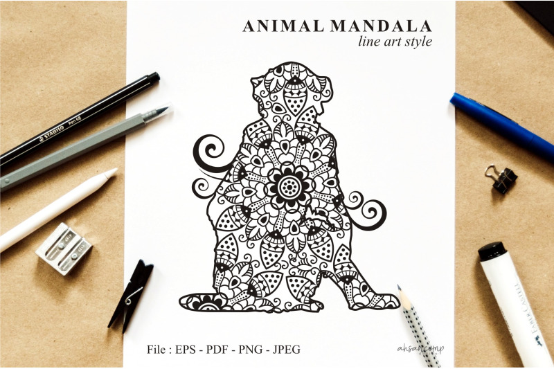 Download Monkey Mandala Vector Line Art Style 05 By Ahsancomp ...