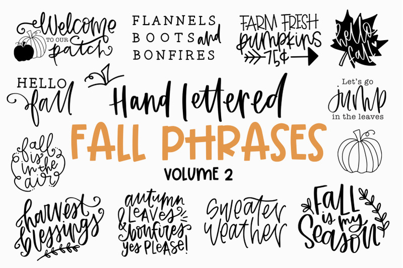 Fall Phrases Symbol Font Fall Quotes Autumn Hand Lettered By Dansie Design Thehungryjpeg Com