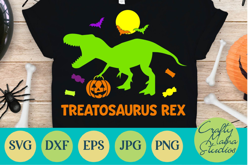 Halloween Svg Dinosaur Svg Treatosaurus Rex T Rex Svg By Crafty Mama Studios Thehungryjpeg Com