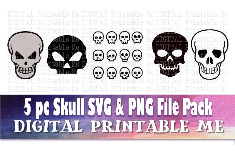 Skull Svg Png 4 Images Clip Art Pack Instant Download Digital Cut By Digitalprintableme Thehungryjpeg Com