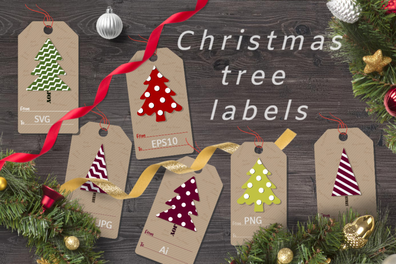 Christmas Labels With Fir Trees By Svetlana Thehungryjpeg Com