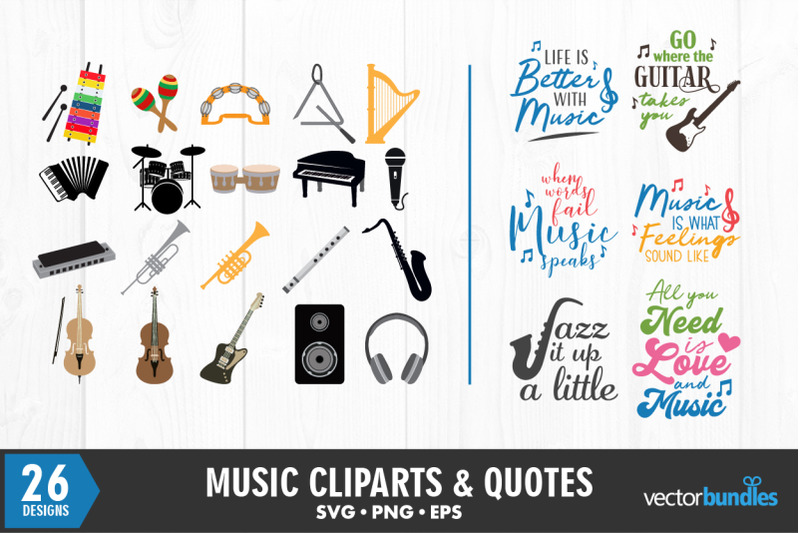 Music Clip Art And Quotes Svg By Vectorbundles Thehungryjpeg Com