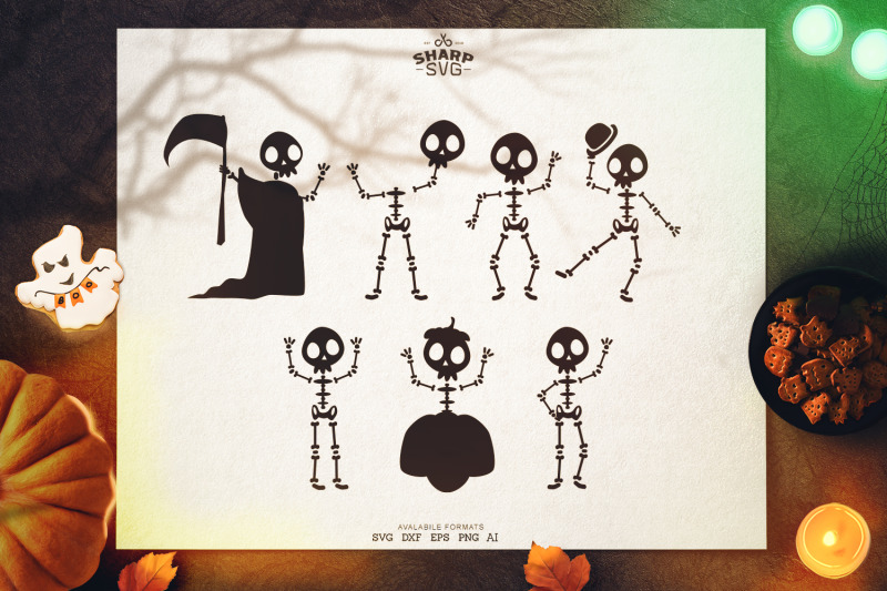Halloween Skeletons Svg Halloween Svg Files By Sharpsvg Thehungryjpeg Com
