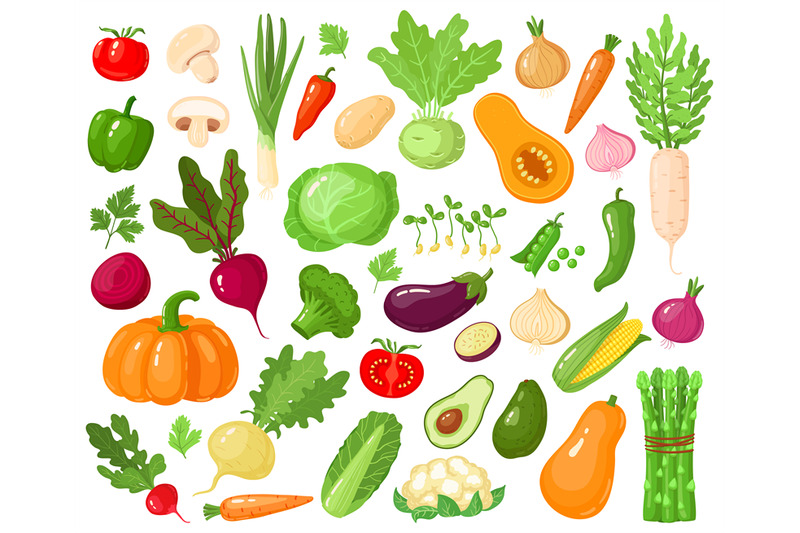 Cartoon vegetables. Vegan veggies food, tomato, pumpkin, zucchini and By  WinWin_artlab | TheHungryJPEG