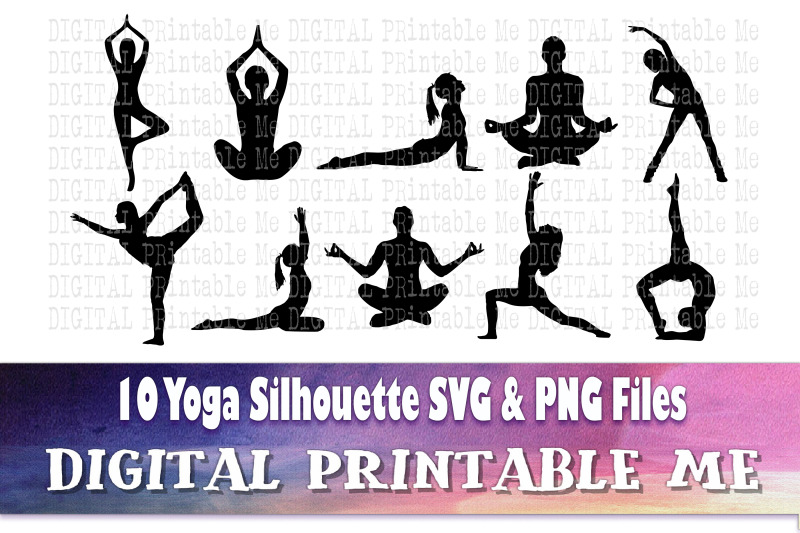 Yoga Svg Silhouette Bundle Png Clip Art 10 Digital Cut File Heal By Digitalprintableme Thehungryjpeg Com